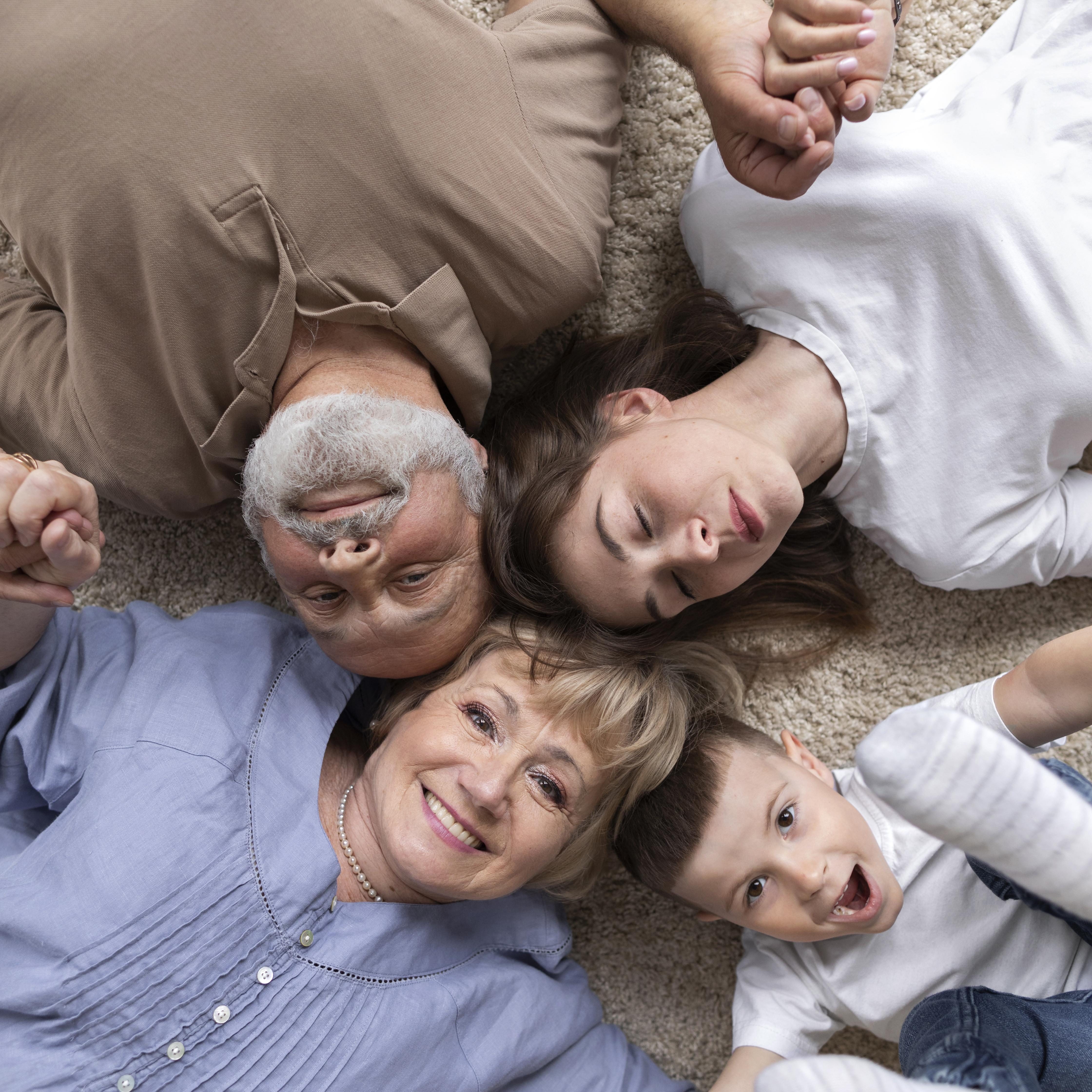 top-view-family-posing-together